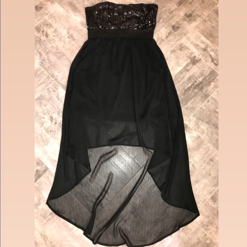 Black Sequin High-Low Dress